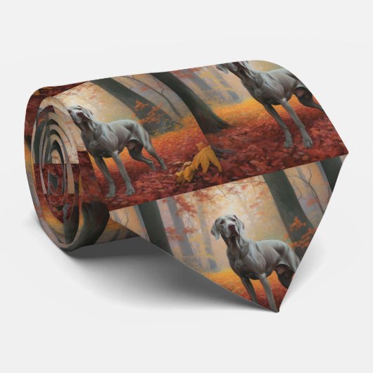 Weimaraner in de herfst laat Herfst inspireren Stropdas (Opgerold)