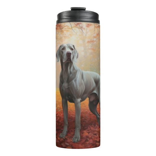 Weimaraner in de herfst laat Herfst inspireren Thermosbeker (Voorkant)