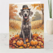 Weimaraner in de herfst verlaat Thanksgiving kunst Kaart (Voorkant)