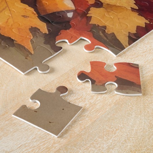 Weimaraner in de herfst verlaat Thanksgiving kunst Legpuzzel (Zijkant)