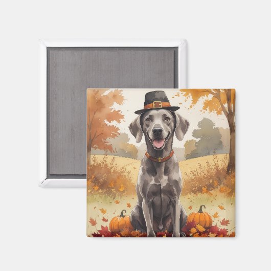 Weimaraner in de herfst verlaat Thanksgiving kunst Magneet (Voorkant / Achterkant)