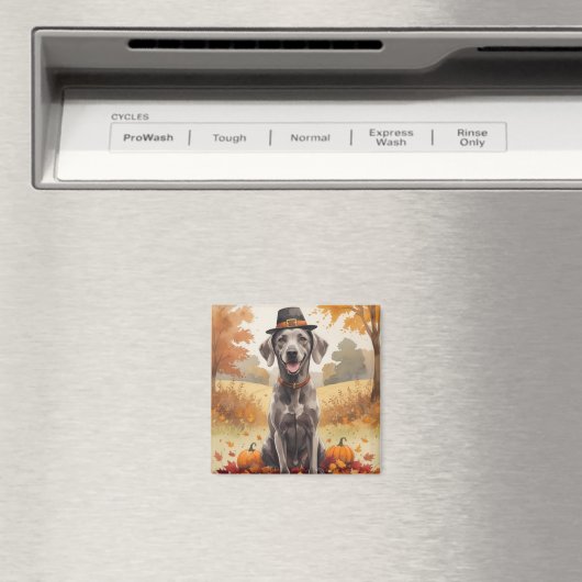 Weimaraner in de herfst verlaat Thanksgiving kunst Magneet (Insitu (Vaatwasser))