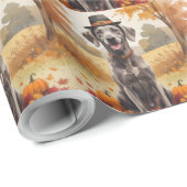 Weimaraner In Herfstbladeren Thanksgiving Kunst Cadeaupapier (Rol Hoek)