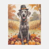 Weimaraner In Herfstbladeren Thanksgiving Kunst Fleece Deken (Voorkant)