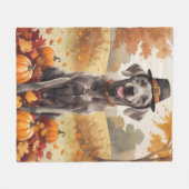 Weimaraner In Herfstbladeren Thanksgiving Kunst Fleece Deken (Voorkant (Horizontaal))