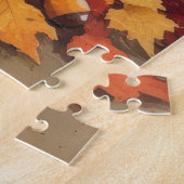 Weimaraner In Herfstbladeren Thanksgiving Kunst Legpuzzel (Zijkant)