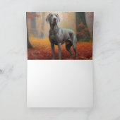 Weimaraner in herfstbladeren val inspireert kaart (Binnen)
