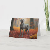 Weimaraner in herfstbladeren val inspireert kaart (Voorkant)