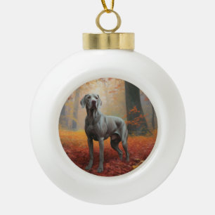 Weimaraner in herfstbladeren val inspireert keramische bal ornament