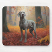 Weimaraner in herfstbladeren val inspireert muismat (Voorkant)