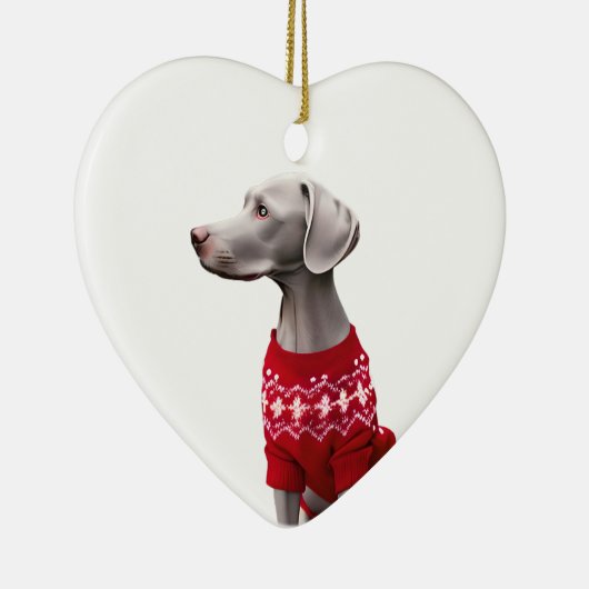 Weimaraner in Kersttrui Keramisch Ornament (Rechts)