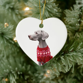 Weimaraner in Kersttrui Keramisch Ornament