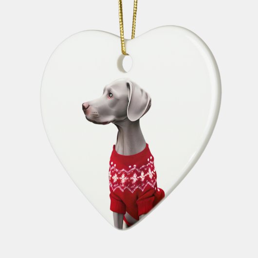 Weimaraner in Kersttrui Keramisch Ornament (Links)