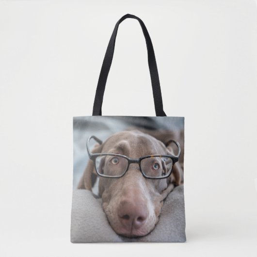 Weimaraner in slimme bril tote bag (Voorkant)