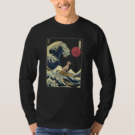 Weimaraner Japanese Kanagawa Wave  Surf Dog T-shirt (Voorkant)