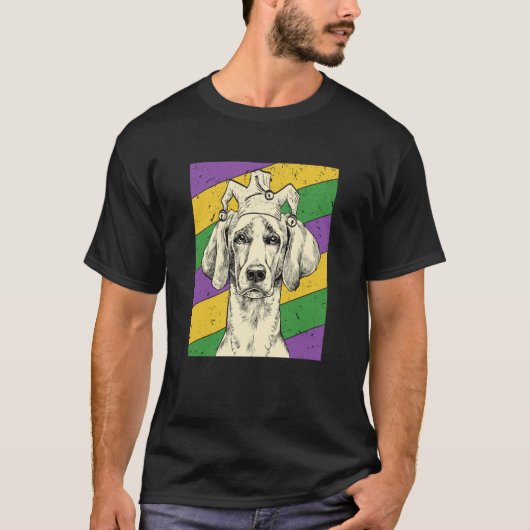 Weimaraner Jester Mardi Gras Dog Mom or Dad T-shirt (Voorkant)