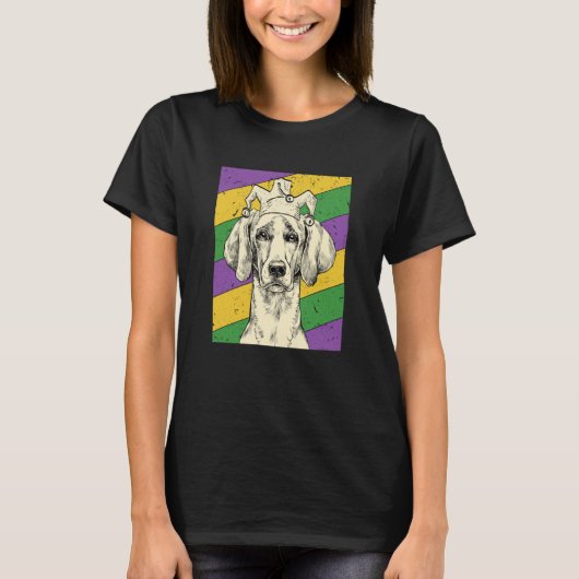 Weimaraner Jester Mardi Gras Dog Mom or Dad T-shirt (Voorkant)