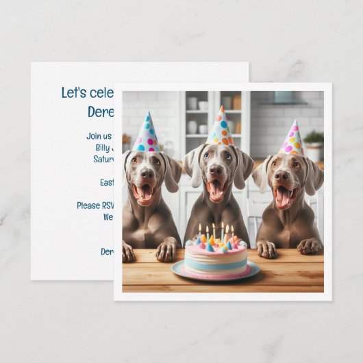 Weimaraner kaart, Weimaraner verjaardag Kaart (Voorkant / Achterkant)