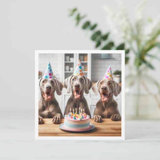 Weimaraner kaart, Weimaraner verjaardag Kaart (Staand voorkant)