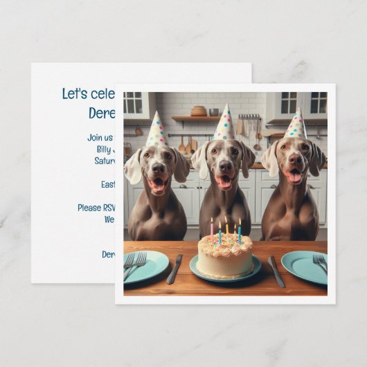 Weimaraner kaart, Weimaraner verjaardag Kaart (Voorkant / Achterkant)