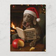 Weimaraner 'Kaasbelasting' Kerstkaart