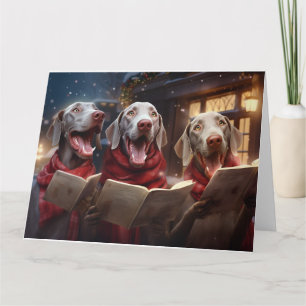 Weimaraner Kerst Carolers Fun Holiday Kaart