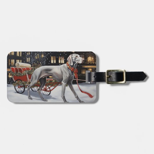 Weimaraner Kerst Feestelijke Periode Bagagelabel (Voorkant horizontaal)