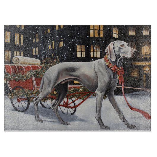 Weimaraner Kerst Feestelijke Periode Snijplank (Voorkant)