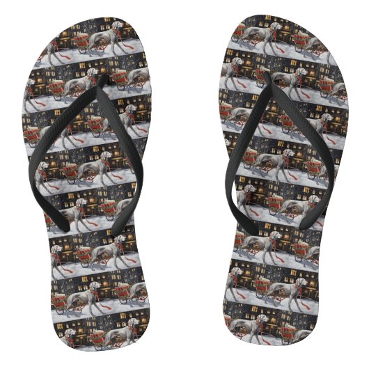 Weimaraner Kerst Feestelijke Periode Teenslippers (Voetbed)