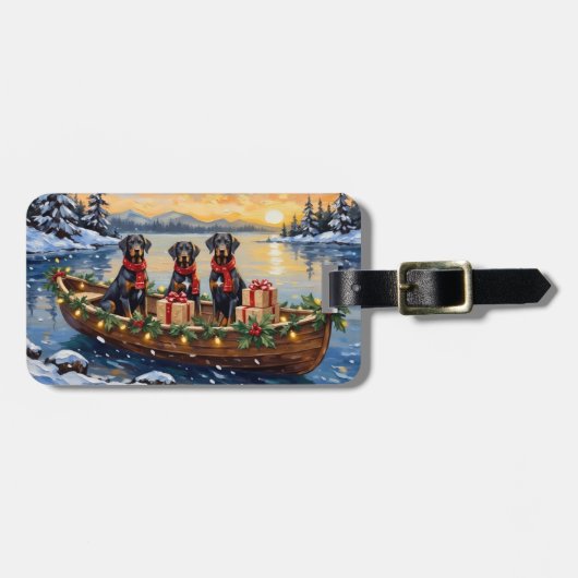 Weimaraner Kerstboot Vakantie Bagagelabel (Voorkant horizontaal)