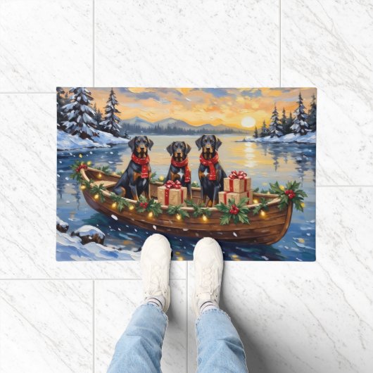 Weimaraner Kerstboot Vakantie Deurmat (Binnen)
