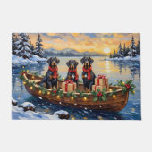 Weimaraner Kerstboot Vakantie Deurmat (Voorkant)