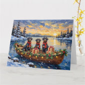 Weimaraner Kerstboot Vakantie Kaart (Gele Bloem)