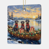 Weimaraner Kerstboot Vakantie Keramisch Ornament (Links)