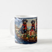 Weimaraner Kerstboot Vakantie Koffiemok (Voorkant links)