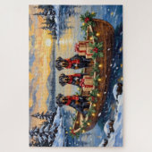 Weimaraner Kerstboot Vakantie Legpuzzel (Verticaal)