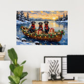 Weimaraner Kerstboot Vakantie Poster (Thuiskantoor)