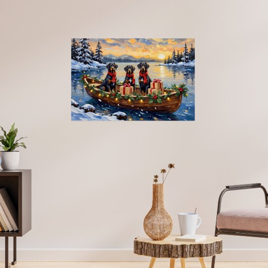 Weimaraner Kerstboot Vakantie Poster (Woonkamer 3)