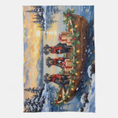 Weimaraner Kerstboot Vakantie Theedoek (Verticaal)