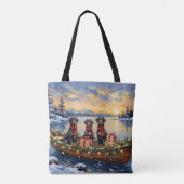 Weimaraner Kerstboot Vakantie Tote Bag (Achterkant)
