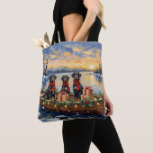 Weimaraner Kerstboot Vakantie Tote Bag (Dichtbij)