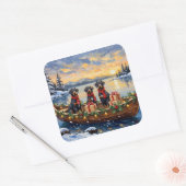 Weimaraner Kerstboot Vakantie Vierkante Sticker (Envelop)