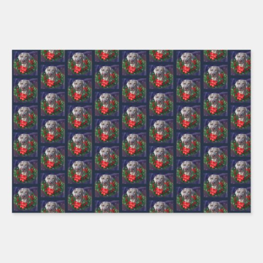 Weimaraner-kerstcadeautjes Inpakpapier Vel (Voorkant 3)