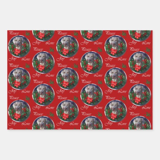 Weimaraner-kerstcadeautjes Inpakpapier Vel (Voorkant)