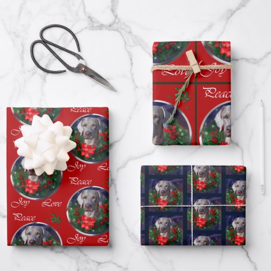 Weimaraner-kerstcadeautjes Inpakpapier Vel (Voorkant)