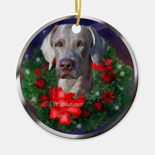 Weimaraner-kerstcadeautjes Keramisch Ornament (Voorkant)