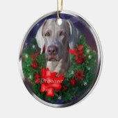 Weimaraner-kerstcadeautjes Keramisch Ornament (Links)