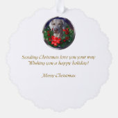 Weimaraner-kerstcadeautjes Ornament Kaart (Achterkant)