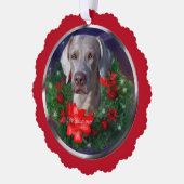 Weimaraner-kerstcadeautjes Ornament Kaart (Links)