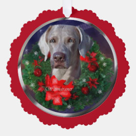 Weimaraner-kerstcadeautjes Ornament Kaart